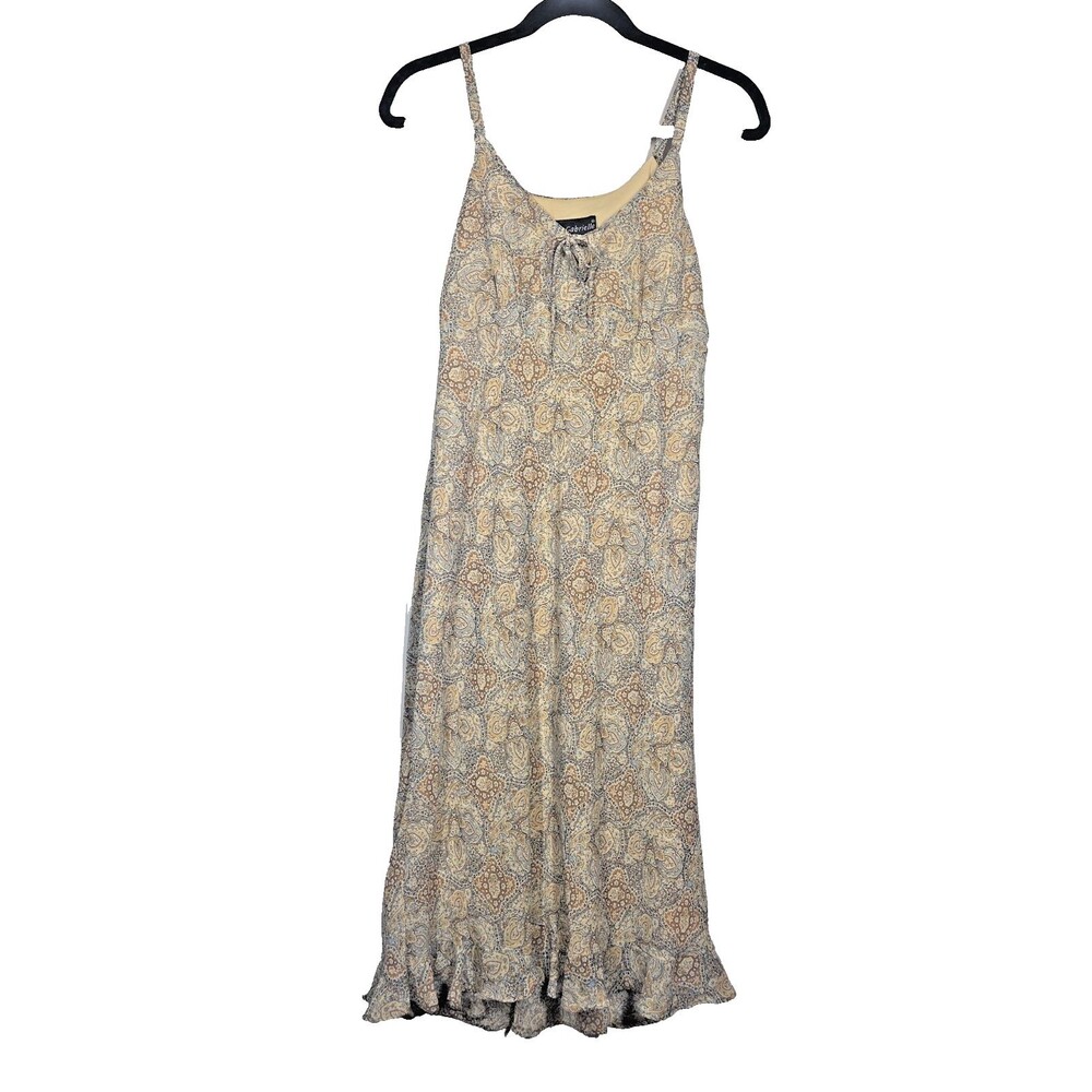 MLLE GABRIELLE PAISLEY RUFFLE HEM SLIP DRESS 12 LISA LOEB FRIENDS GRUNGE 90s Y2K